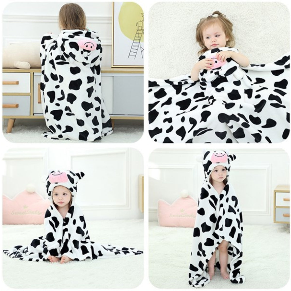Poncho de Bain Bébé Vache - cow / 70x100 cm