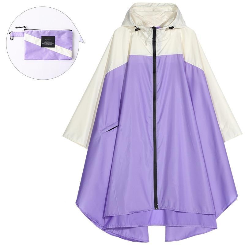 Beige & Violet Rain Poncho - Violet & beige