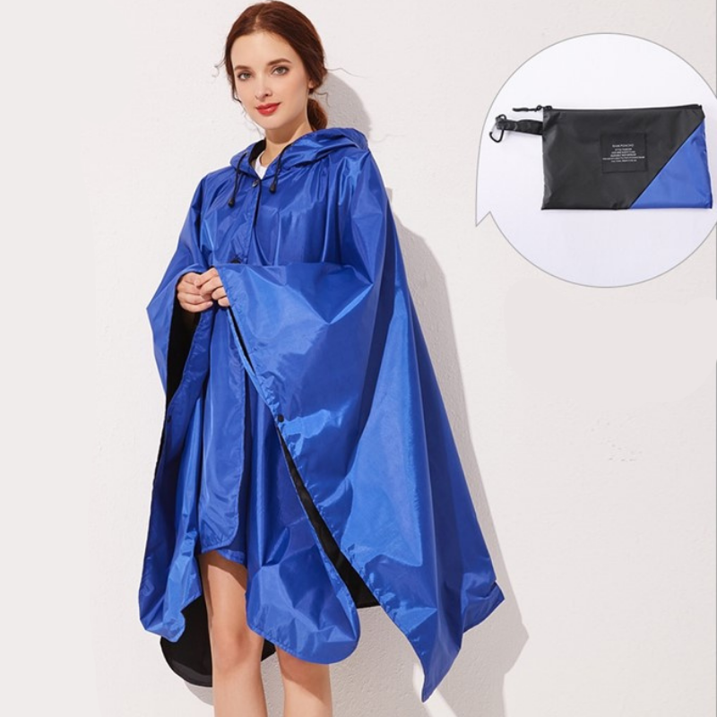 Rain Poncho Blue & Black - Blue