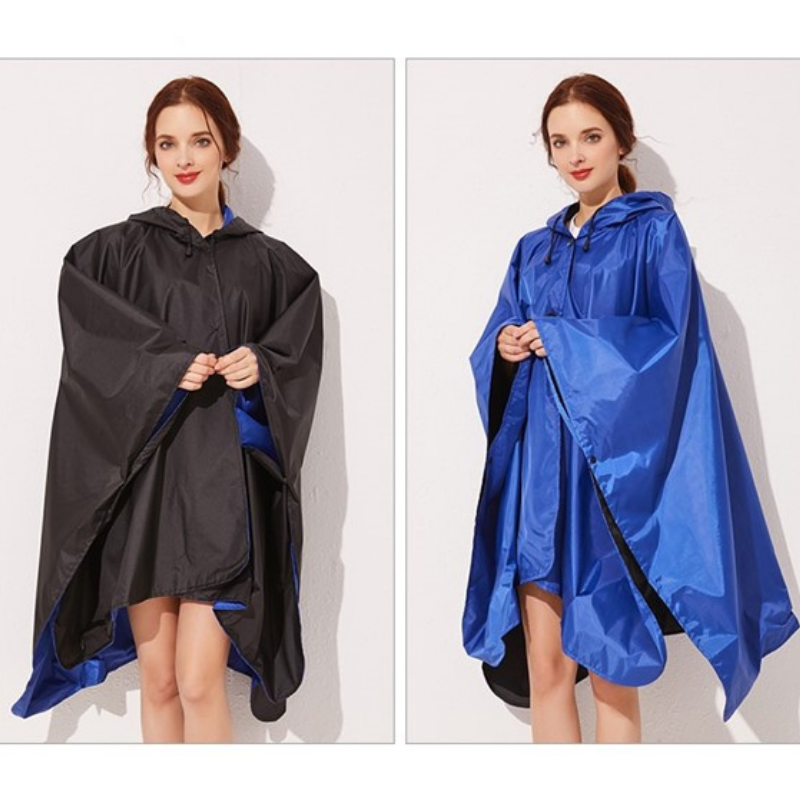 Rain Poncho Blue & Black - Blue