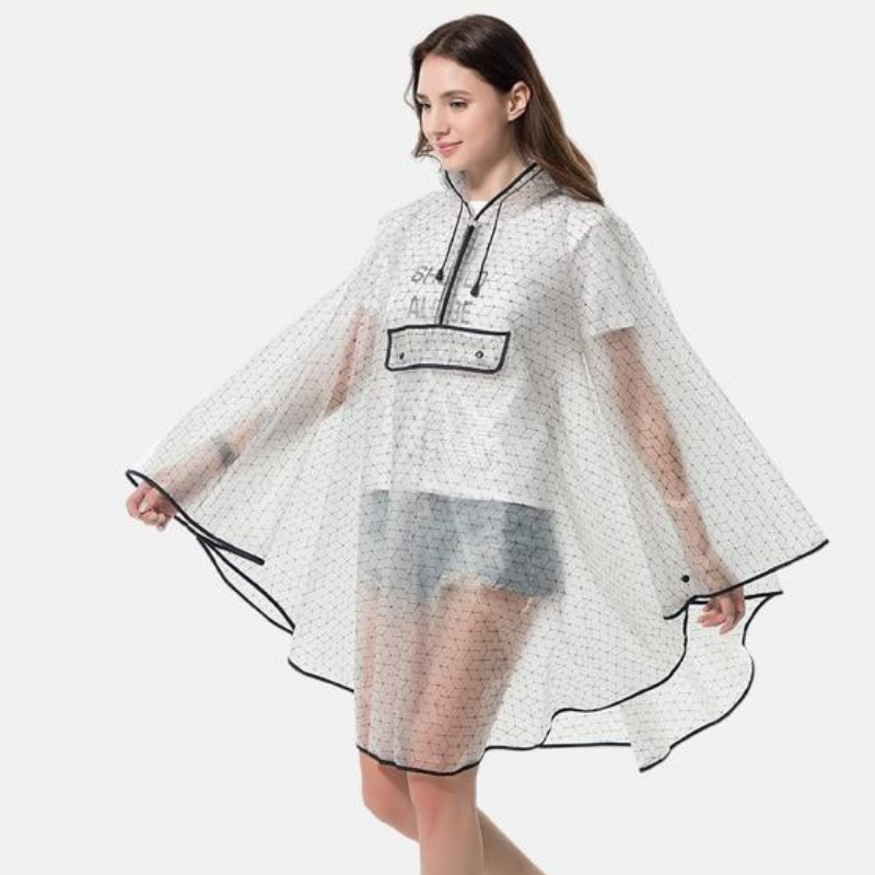 Rain Poncho Transparent - Black mesh
