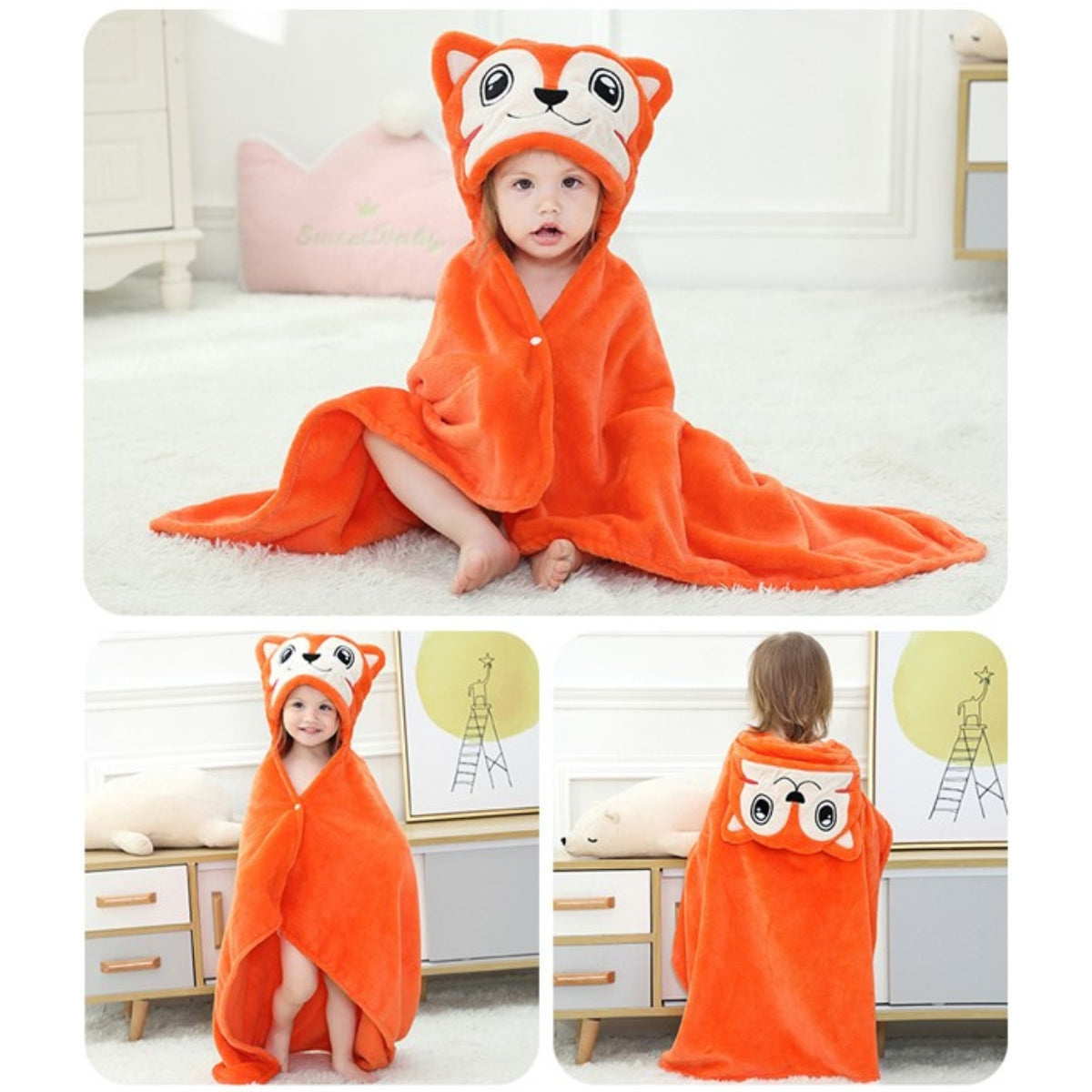 Renard Baby Bath Cape - fox / 70x100 cm