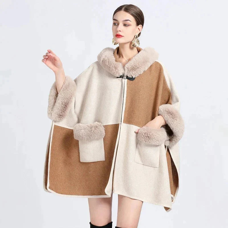 Fur Poncho With Hood