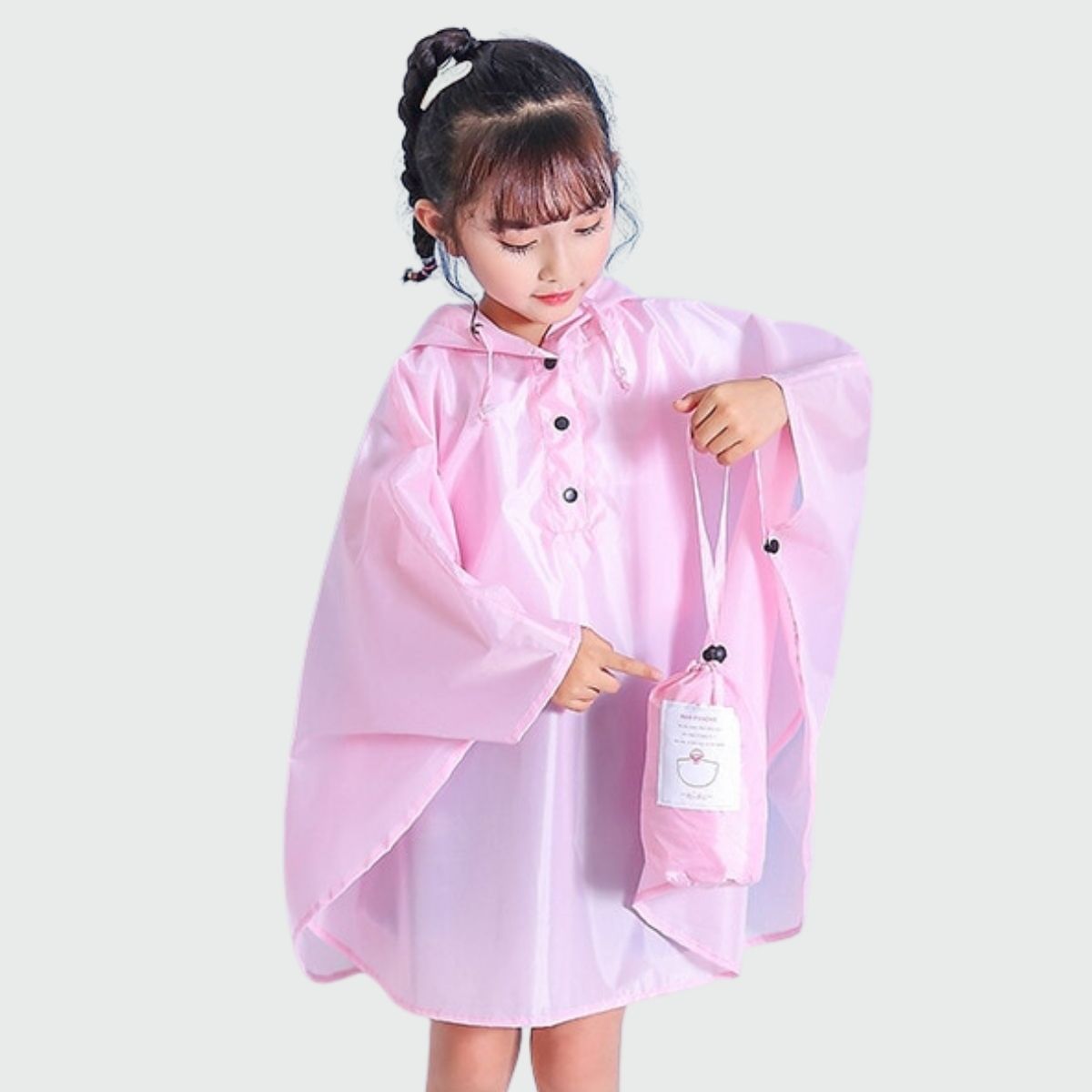 Girl's Pink Rain Cape - light pink / S
