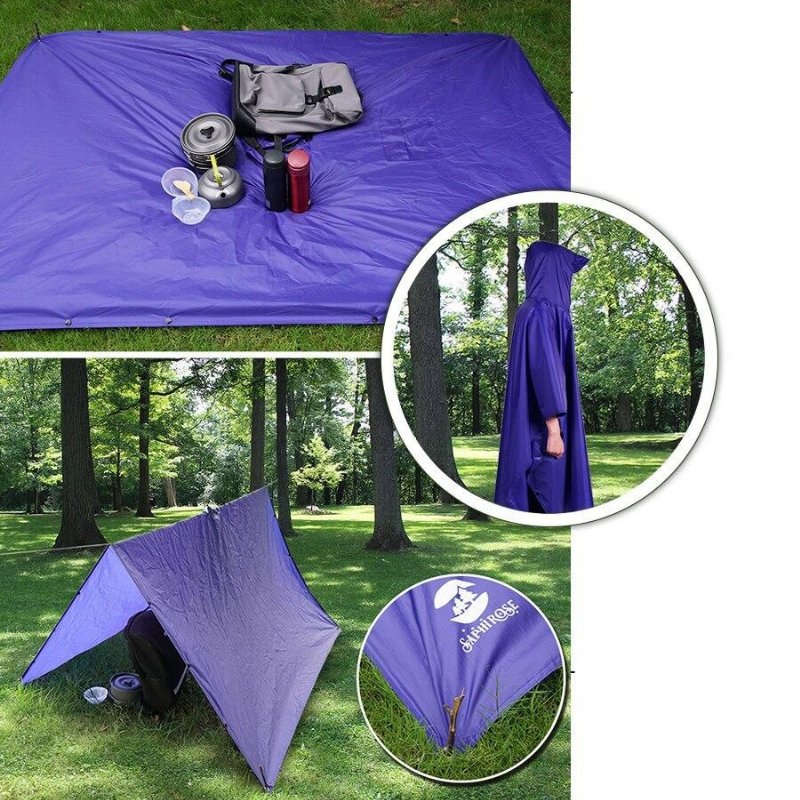 Blue Rain Poncho - Blue