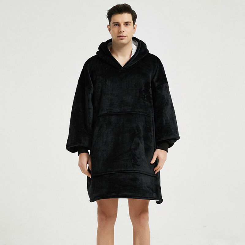 Men's fleece poncho - Black