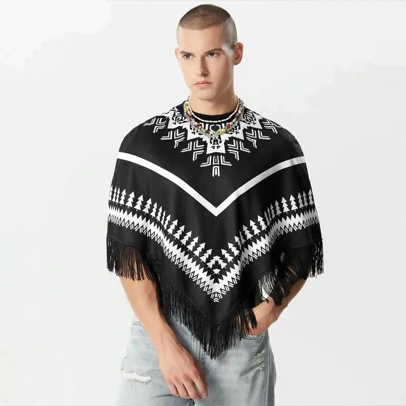 Fringed factory poncho