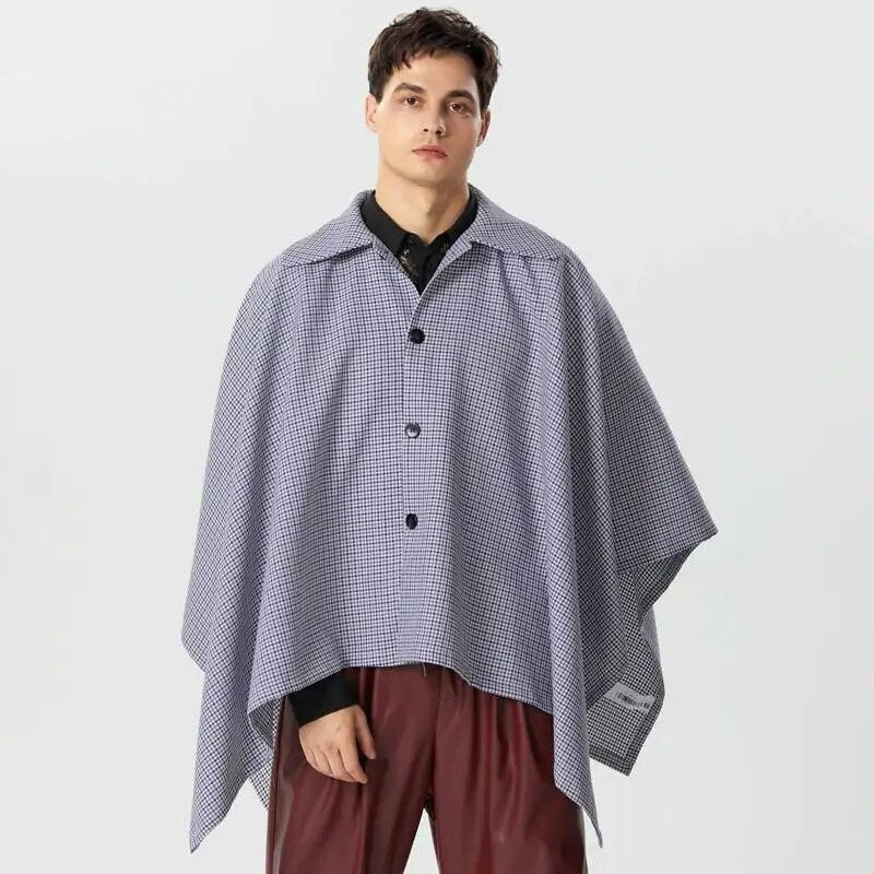 Men's Trench Poncho - blue / single