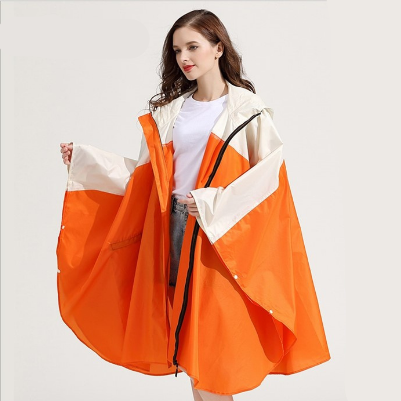 Rain Poncho Orange & Beige - Orange & beige