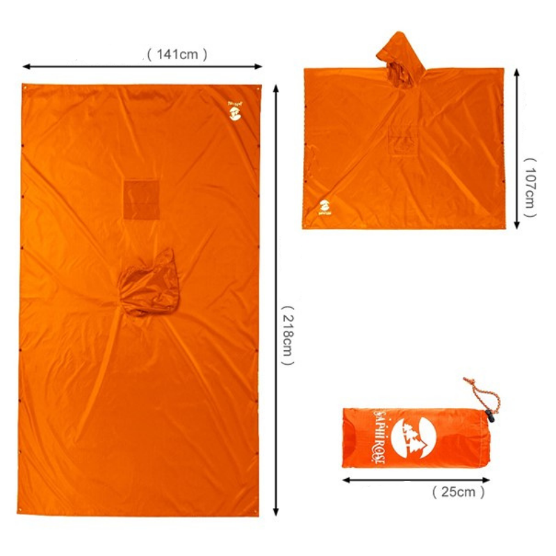 Orange Rain Poncho - Orange