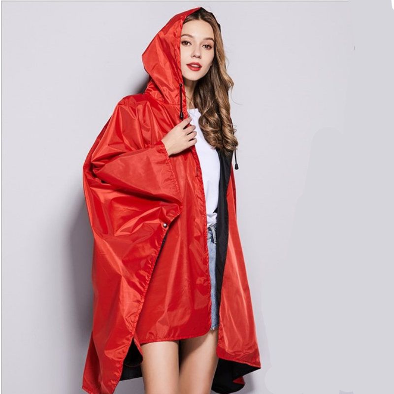 Rain Poncho Black & Red - Red & Black