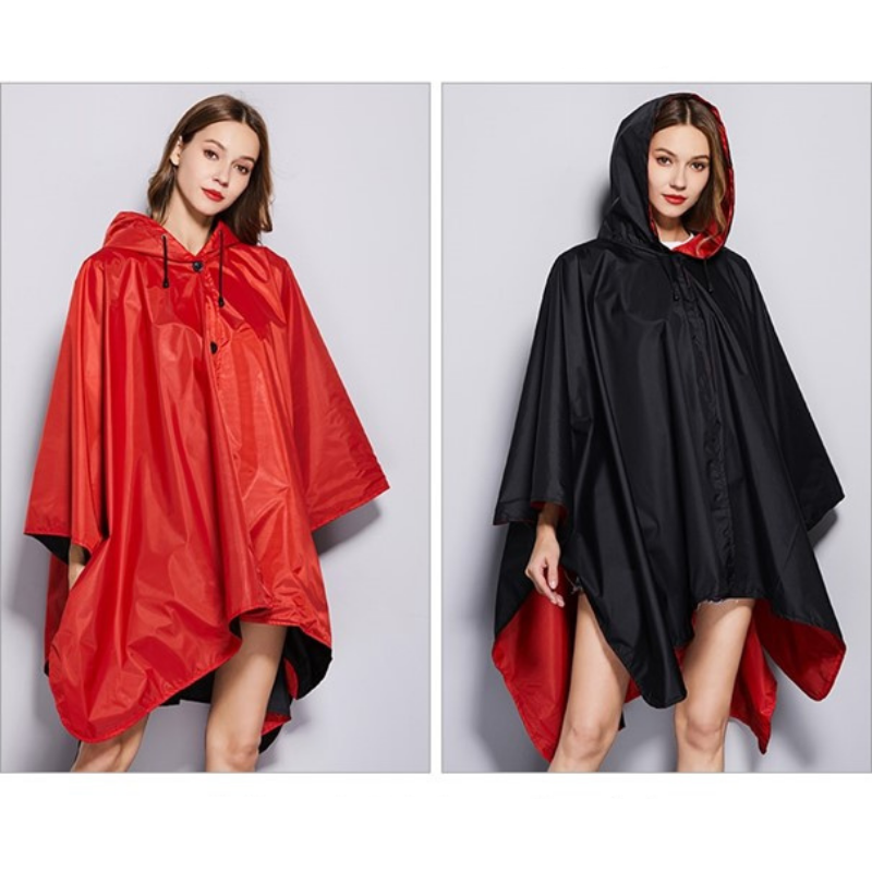 Rain Poncho Black & Red - Red & Black