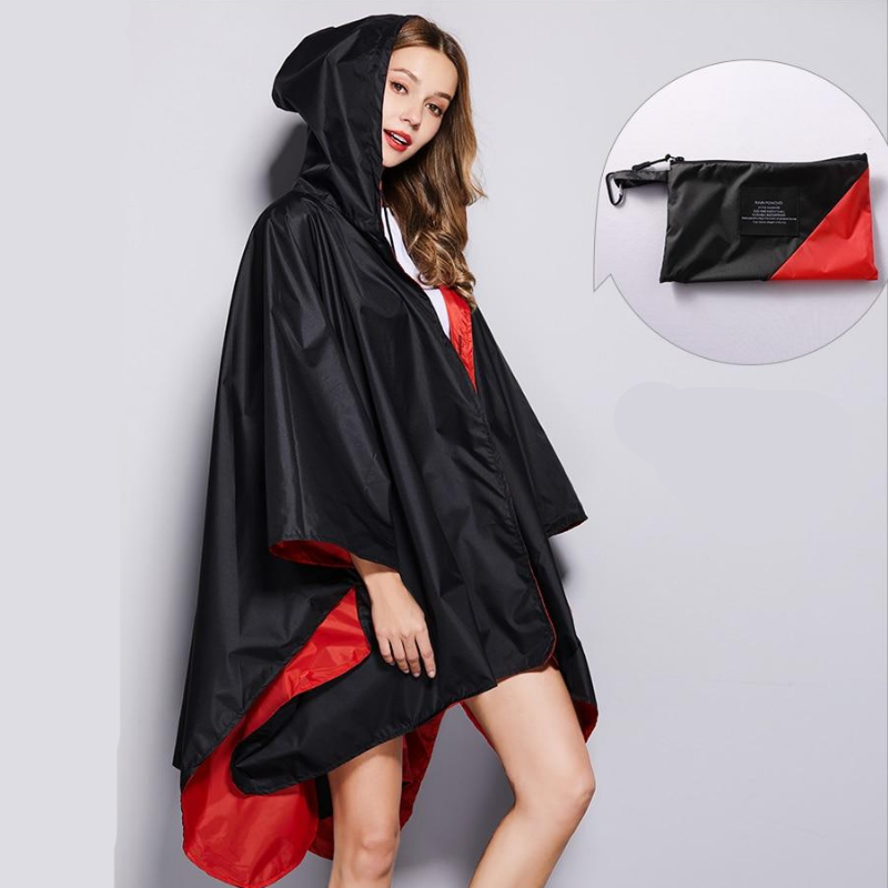 Rain Poncho Black & Red - Red & Black