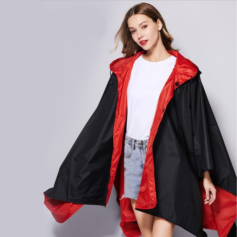 Rain Poncho Black & Red - Red & Black