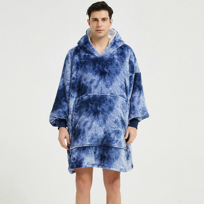 Men's Polar Plaid Poncho - Blue