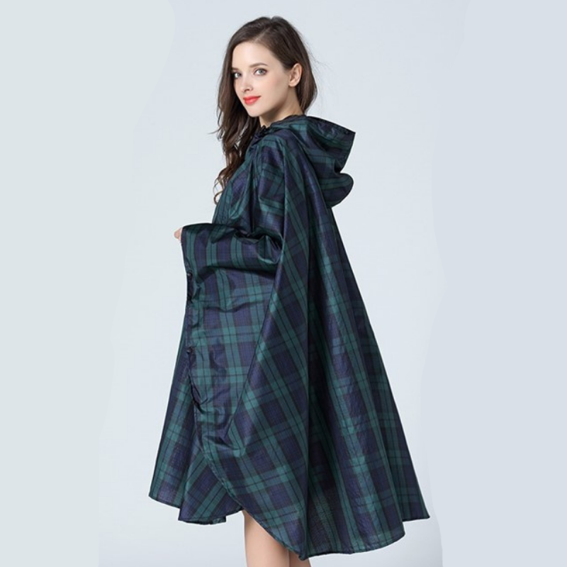 Tartan plaid rain poncho