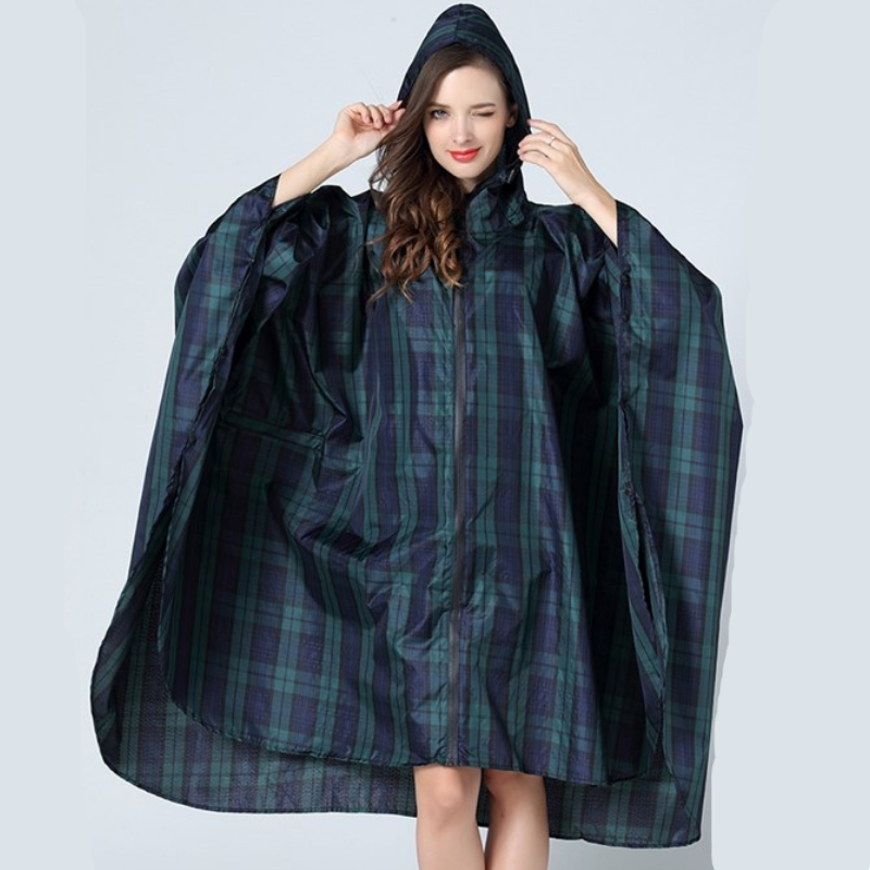 Tartan plaid rain poncho