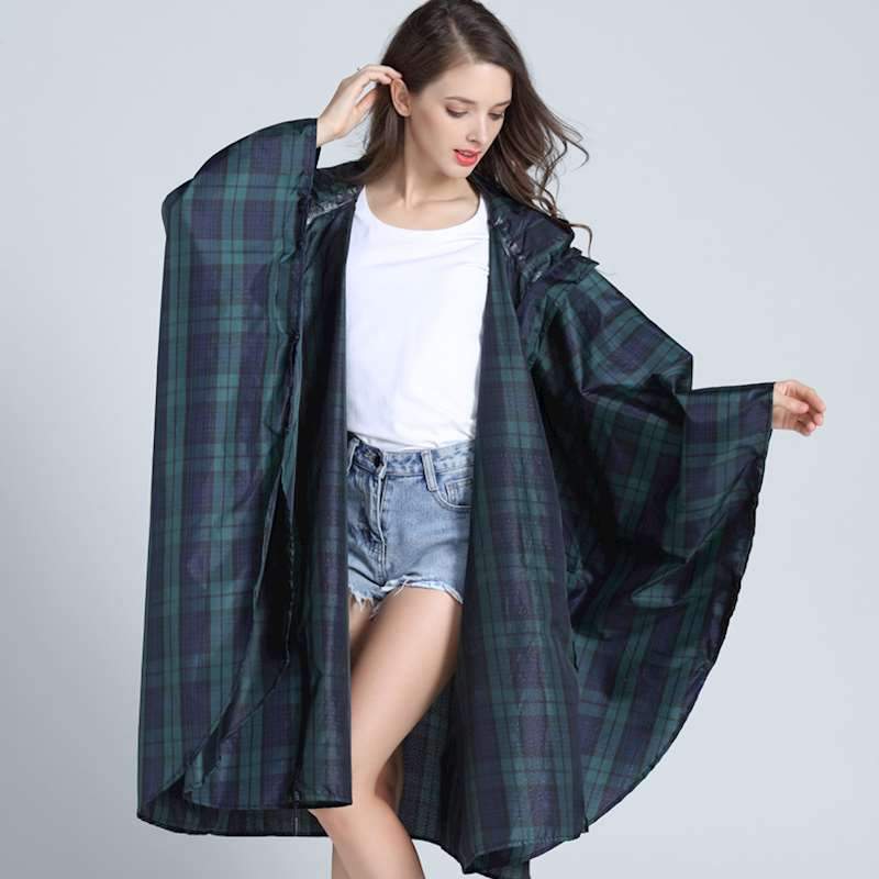 Tartan plaid rain poncho