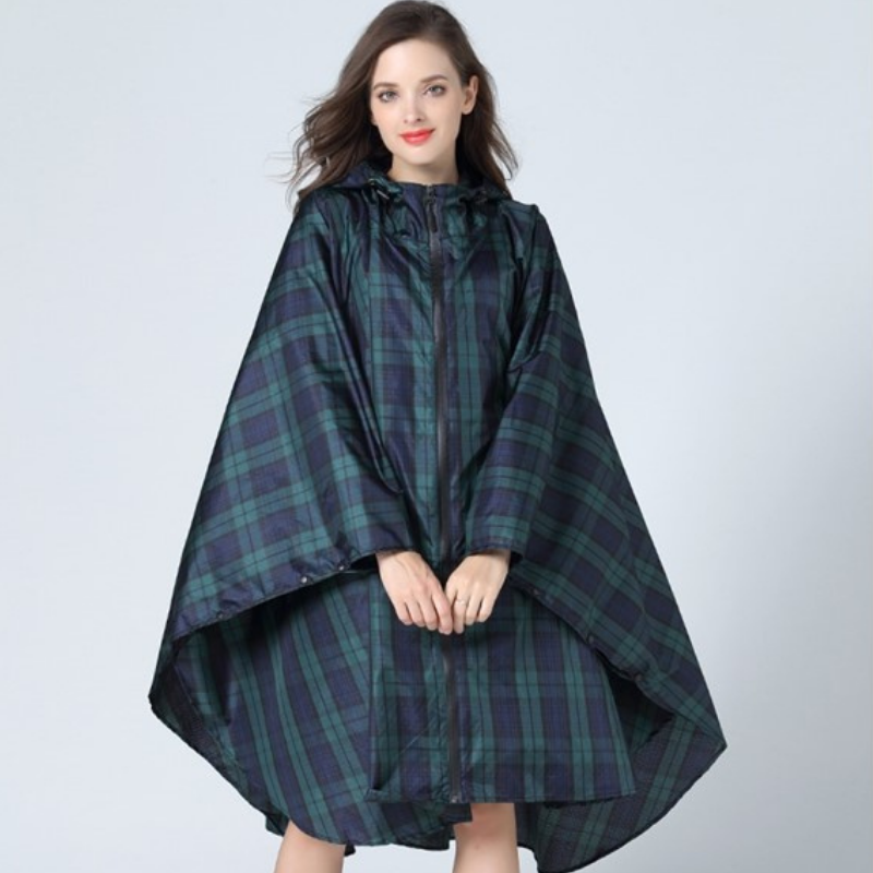 Tartan plaid rain poncho