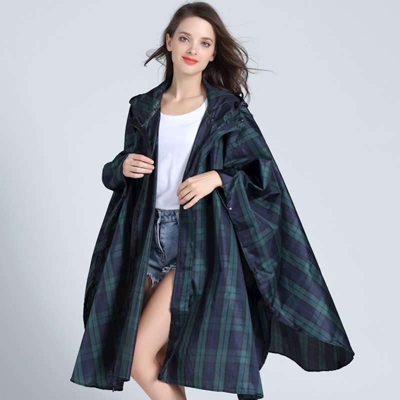 Tartan Rain Poncho - Tartan Green / L