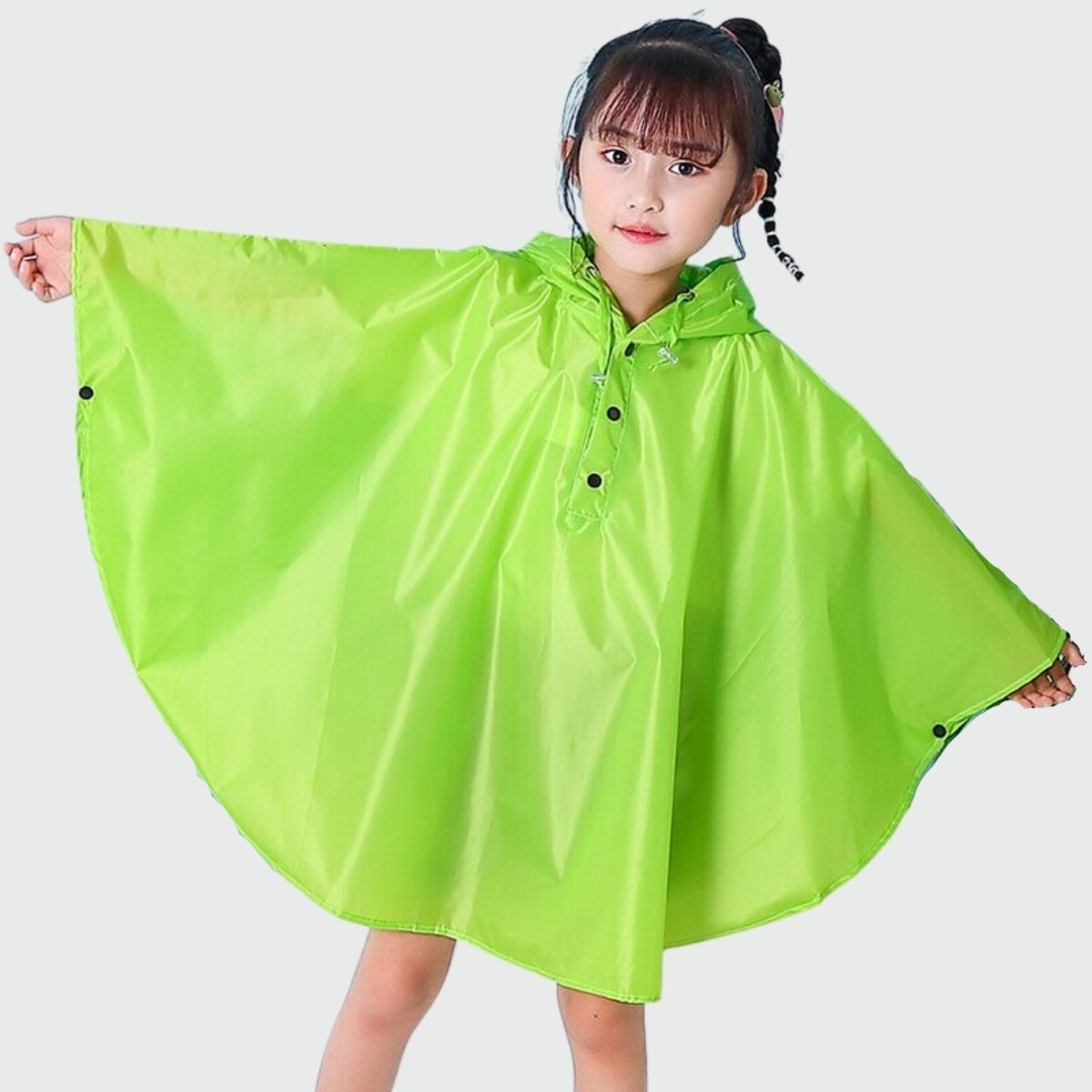 Child Rain Poncho Green