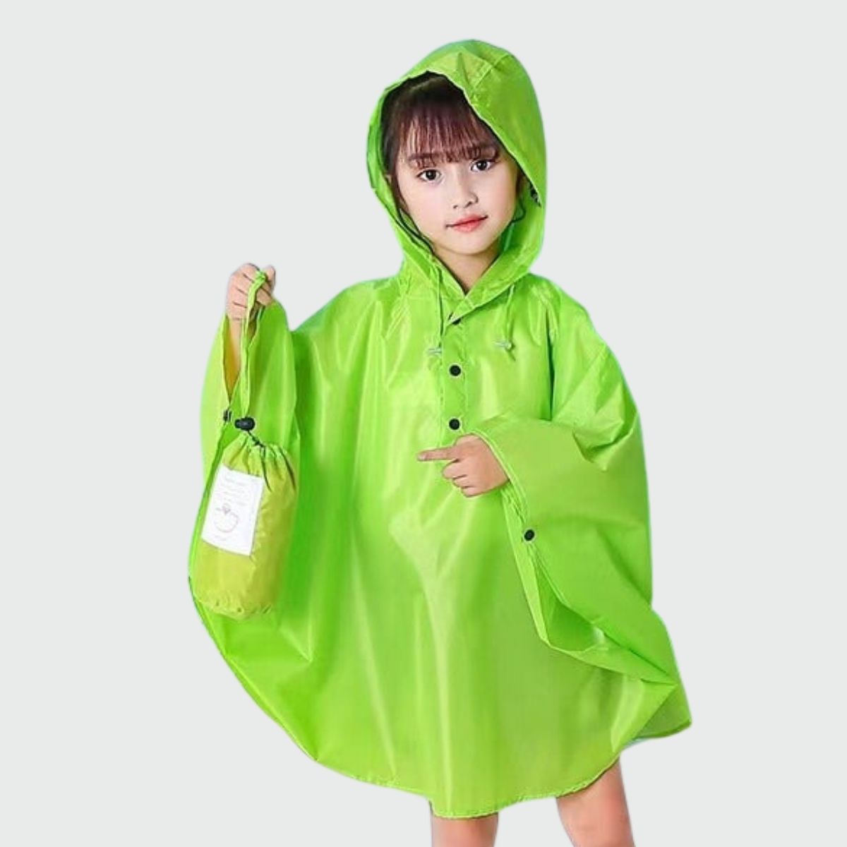Children's rain poncho green - green / S