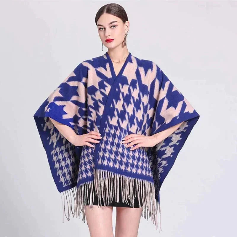 Women's houndstooth cape