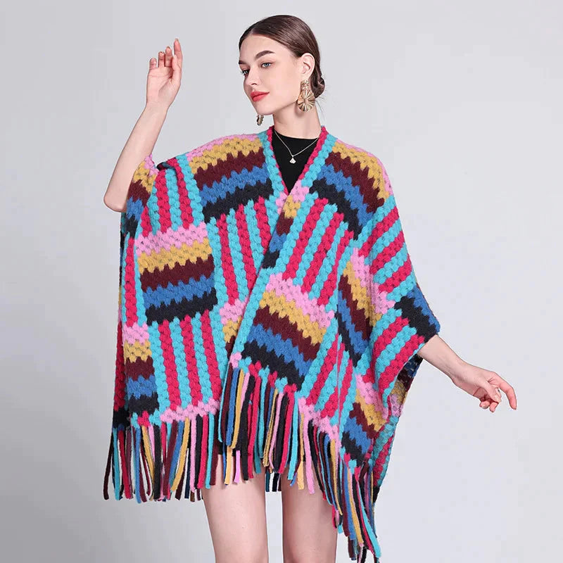 Women's Poncho Multicolor - multicolor / unique