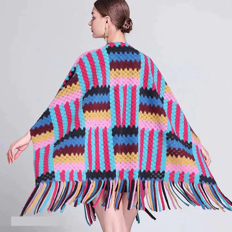 Women's Poncho Multicolor - multicolor / unique