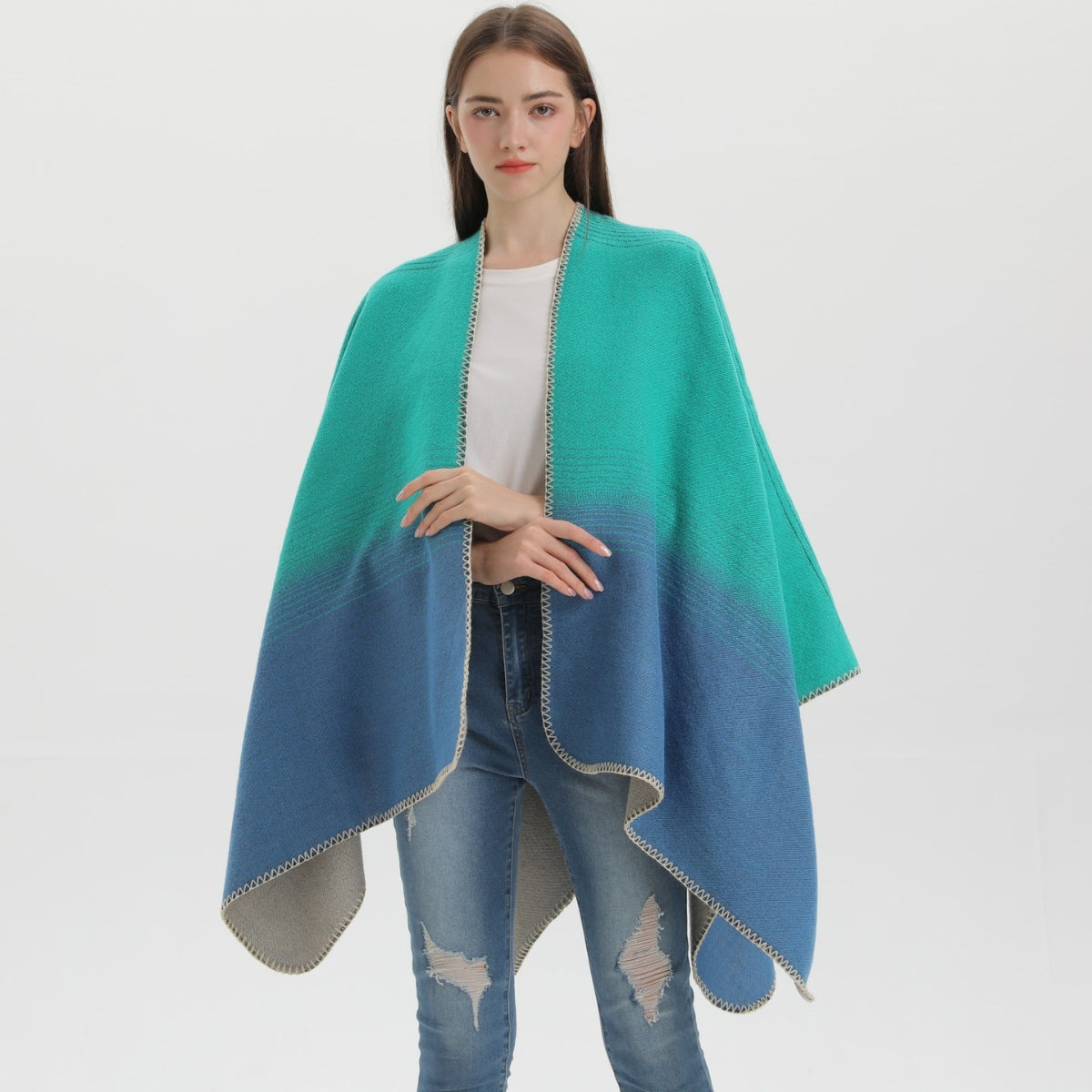 Poncho Woman Blue - Blue / Unique