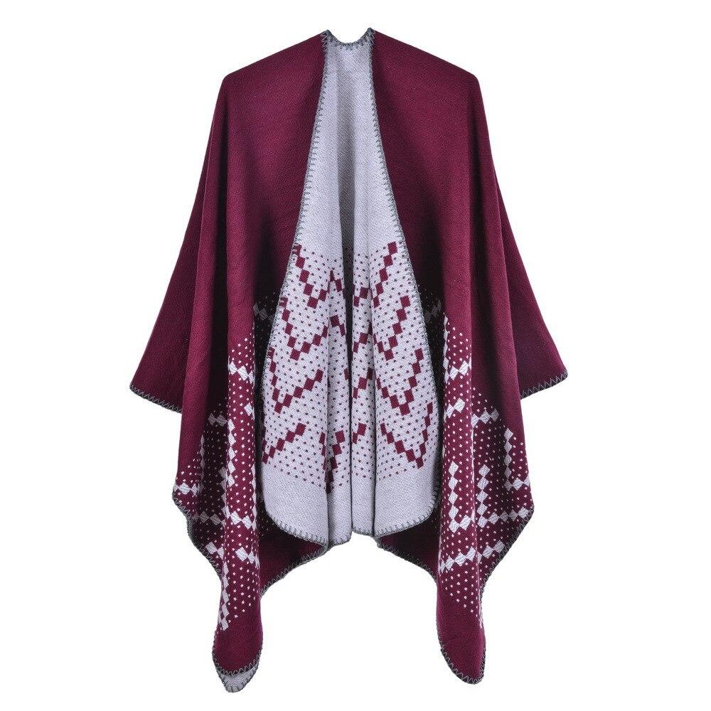 Women's Elegance Poncho - burgundy