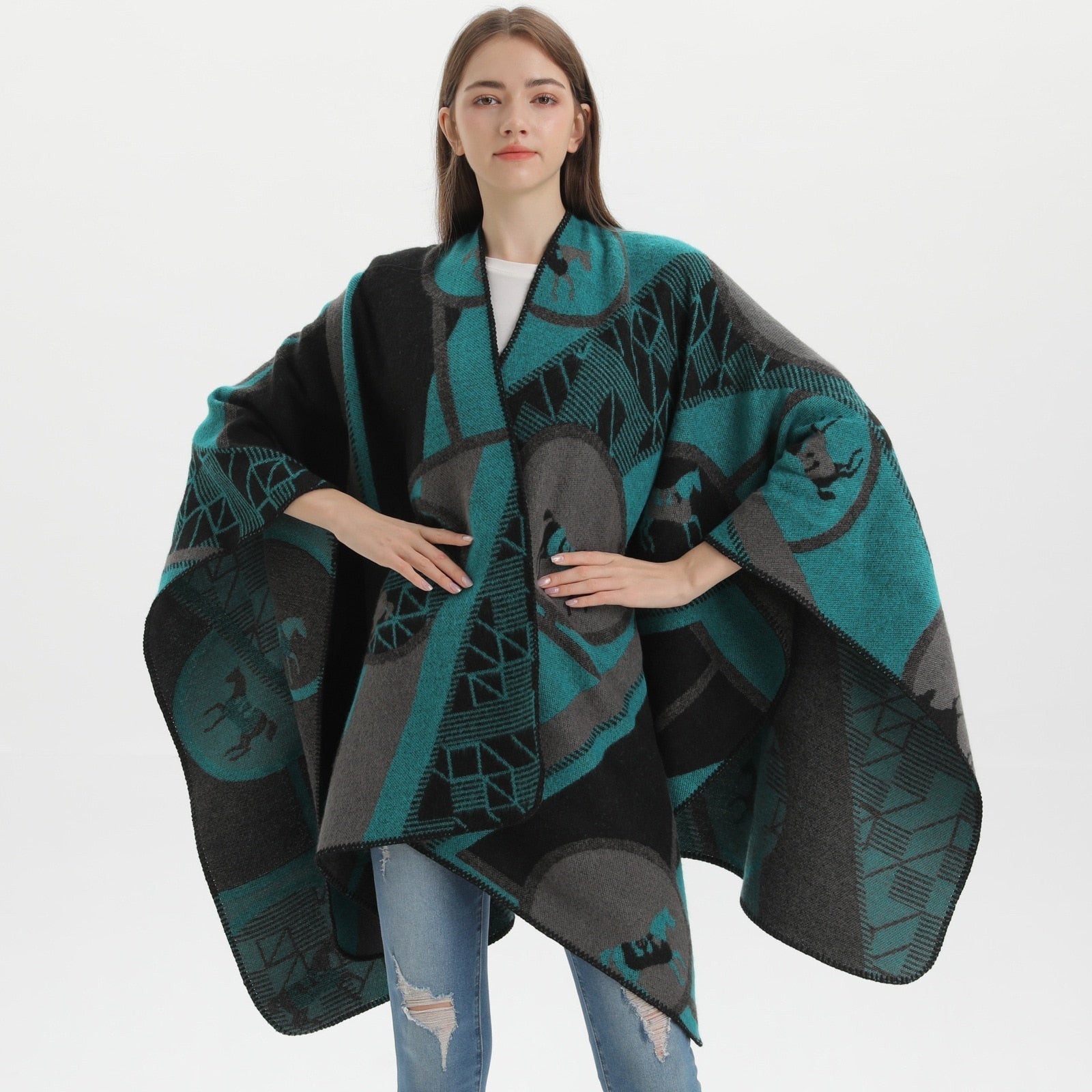 Poncho Women Horses - horses