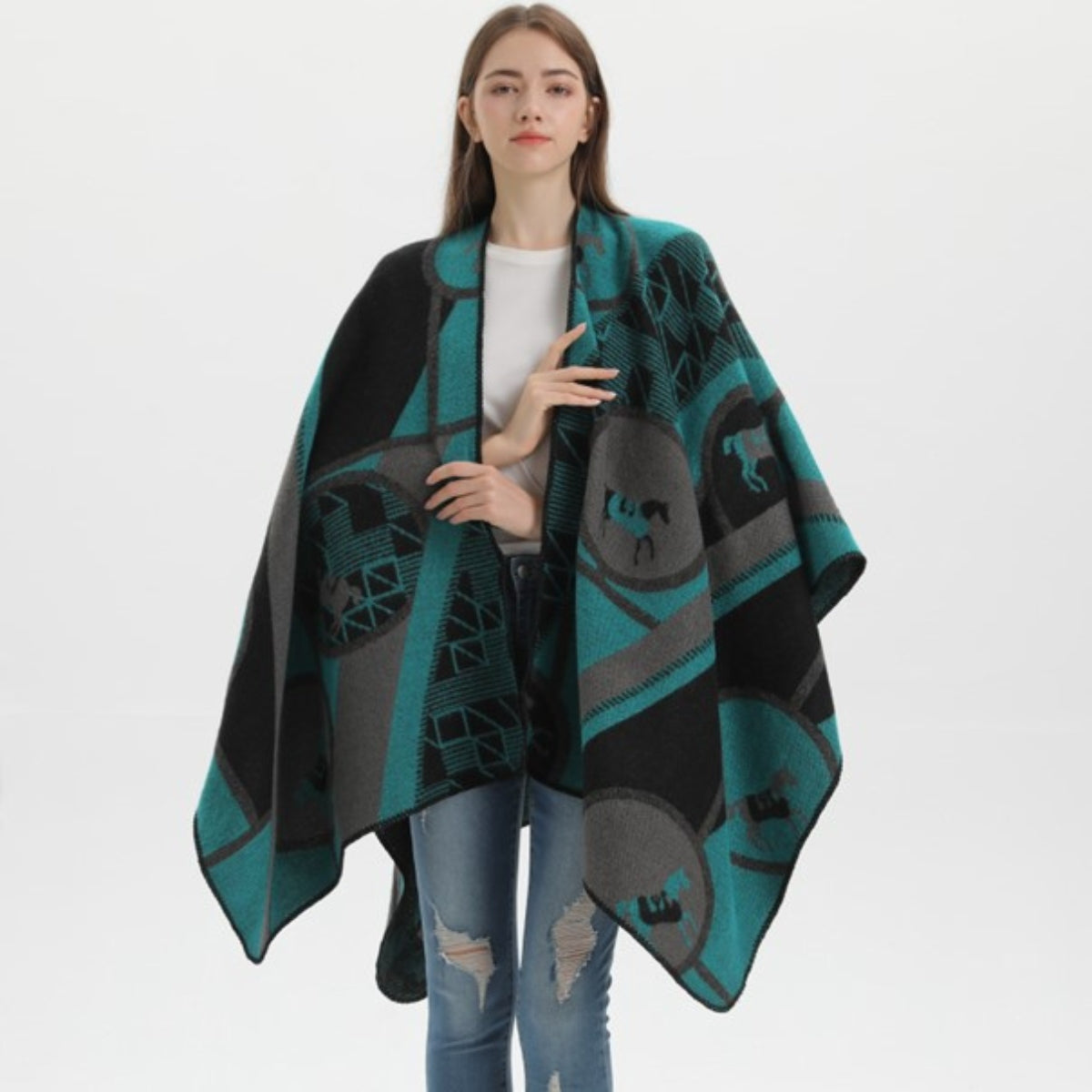 Poncho Women Horses - horses