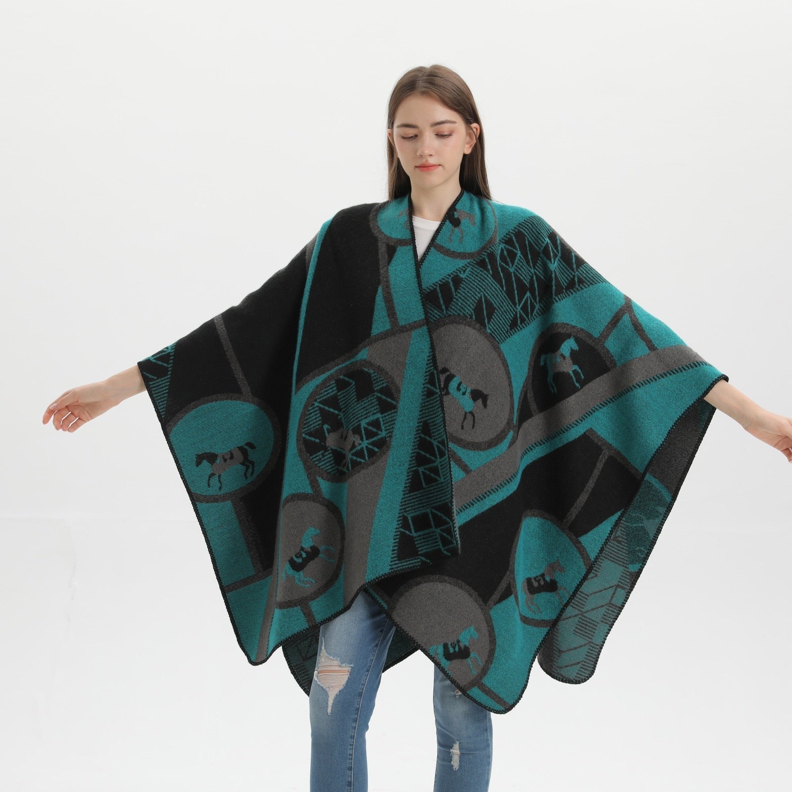 Poncho Women Horses - horses