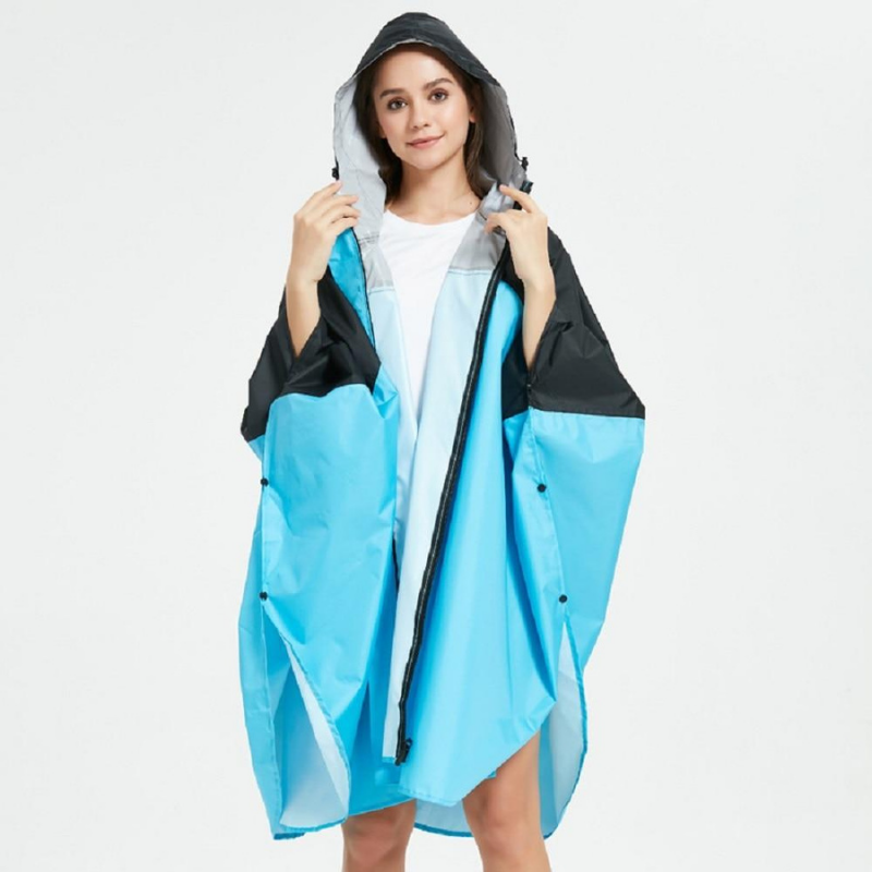 Women's rain poncho Black & Blue - Black & Blue