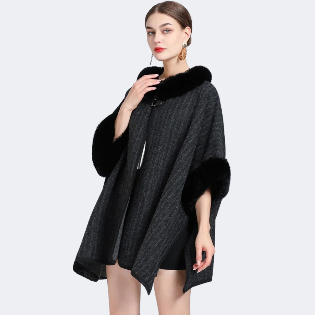 Women's Fur Stripe Cape