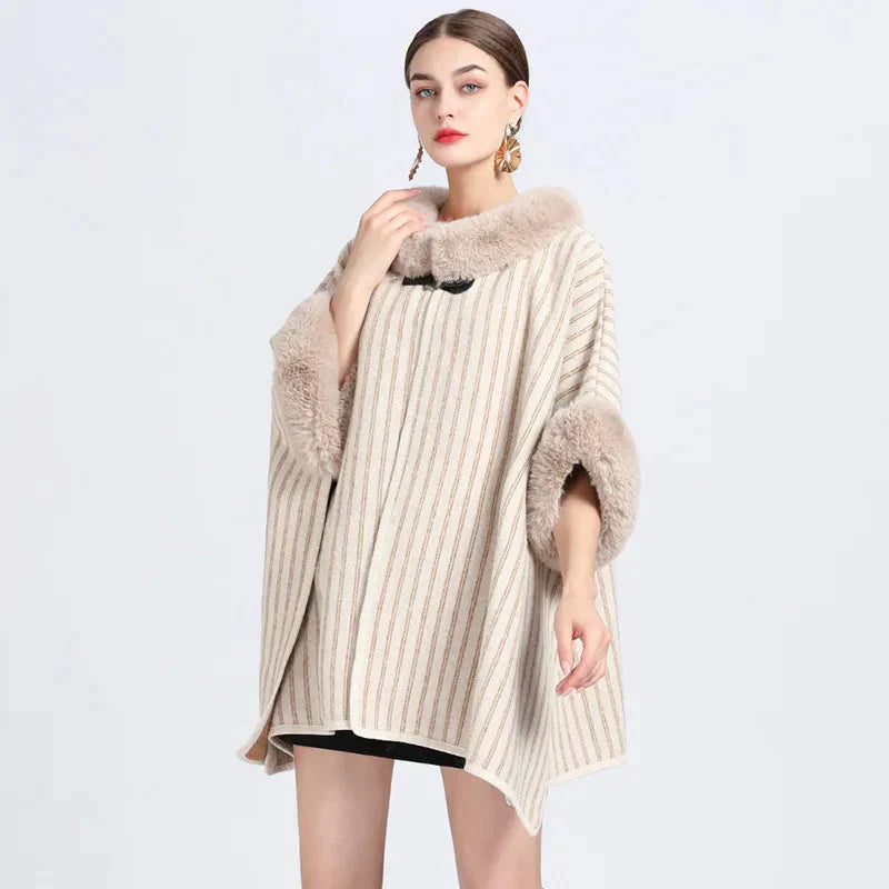 Women's Fur Stripe Cape