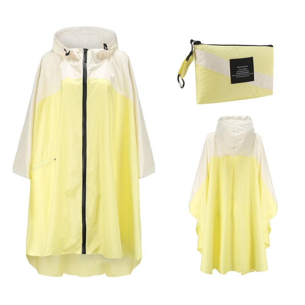 Adult rain poncho - yellow & white