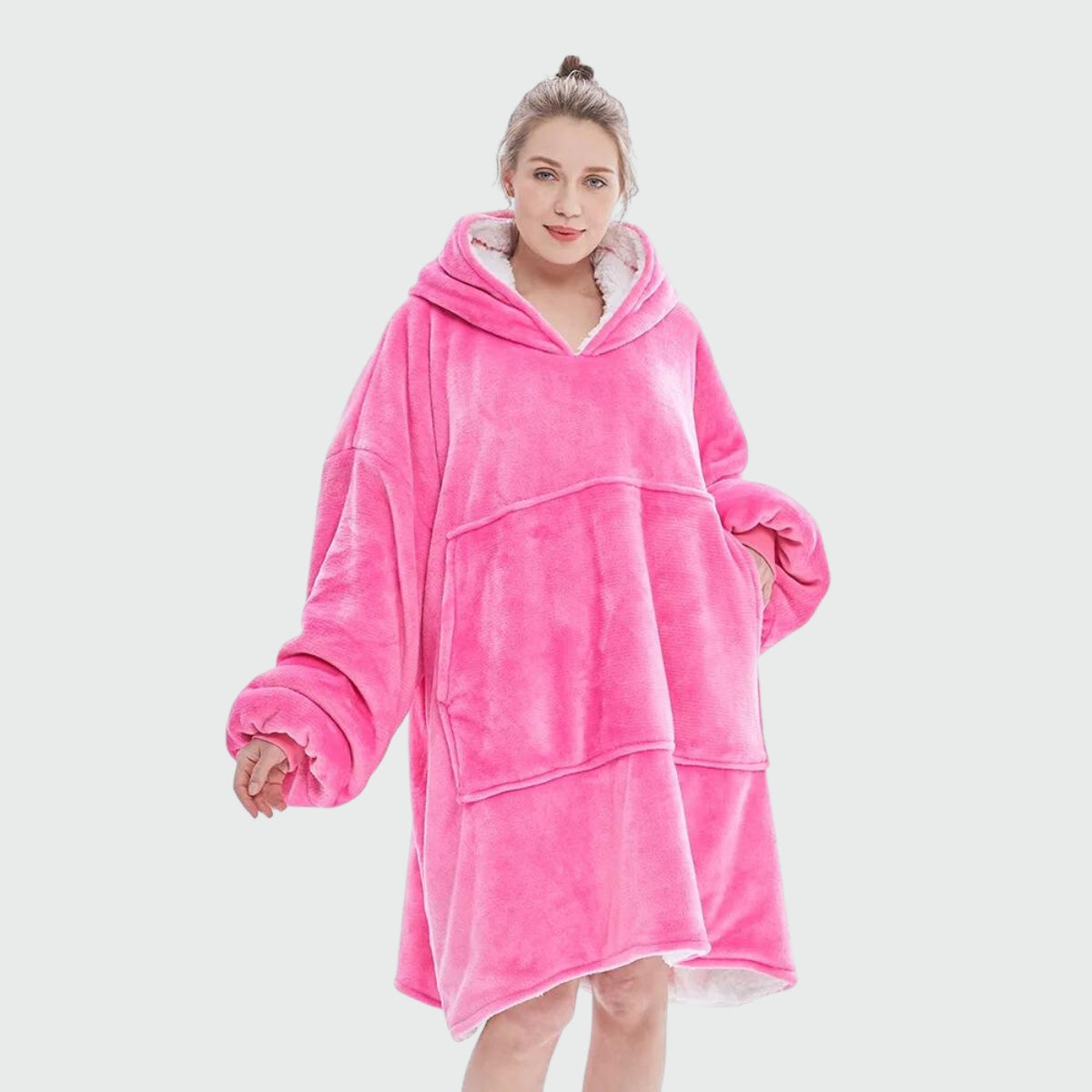 Women's fleece winter poncho - pink / unique