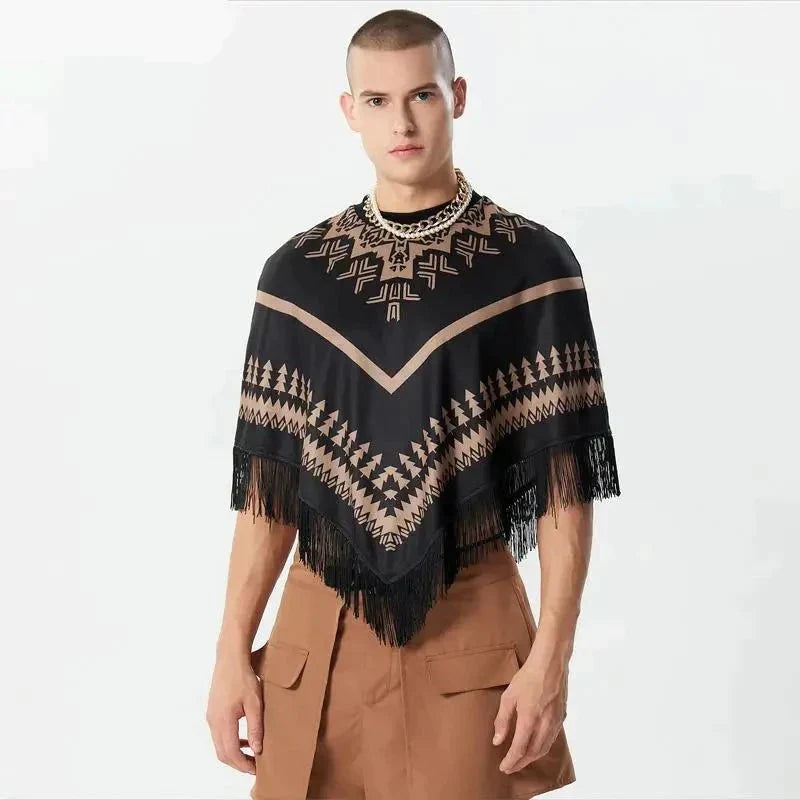 Men's Fashion Fringed Poncho