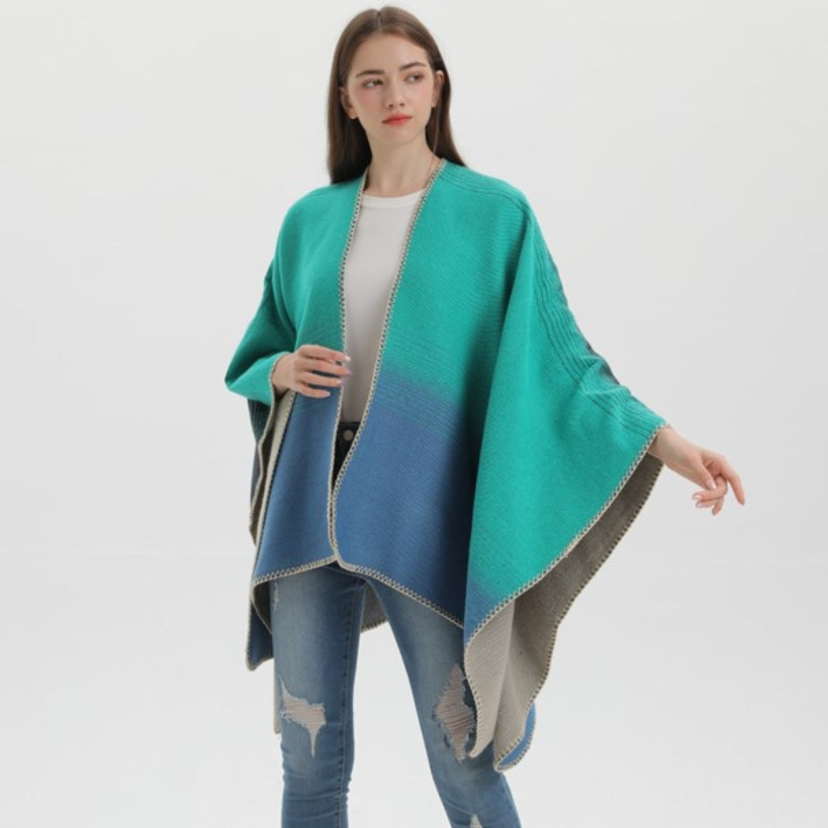 Poncho Woman Blue - Blue / Unique