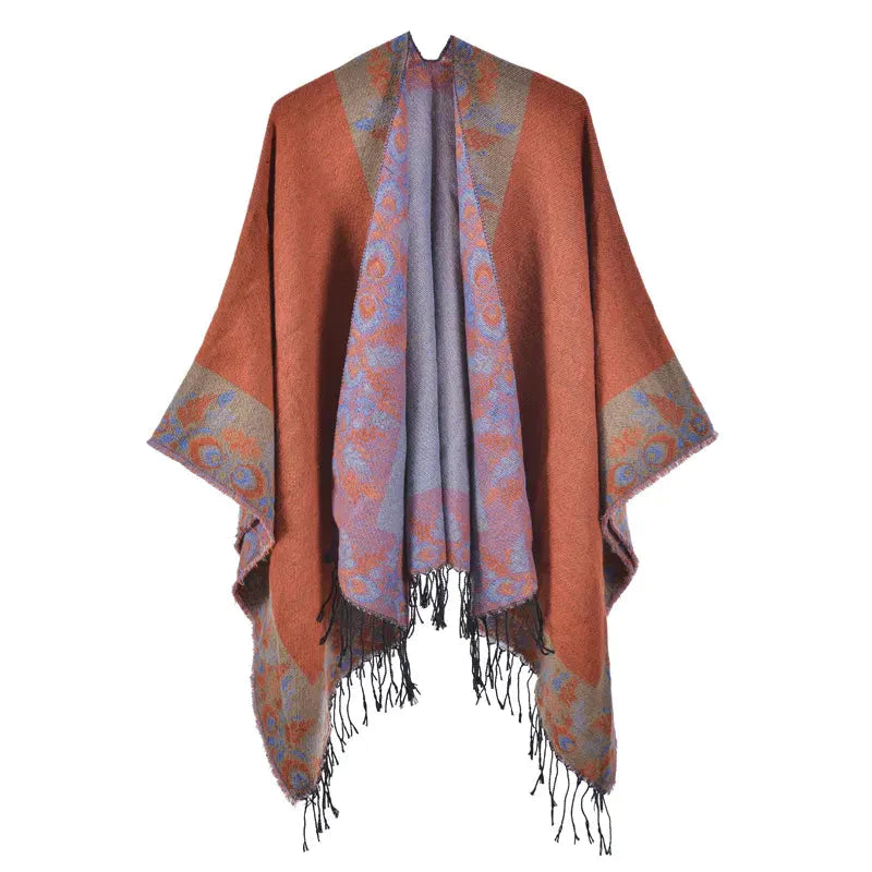 Woman's Elegant Flower Cape - orange